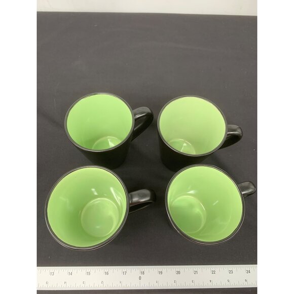 4 Cuisinart Black Lime Green Stoneware Coffee Mugs - Picture 2 of 7